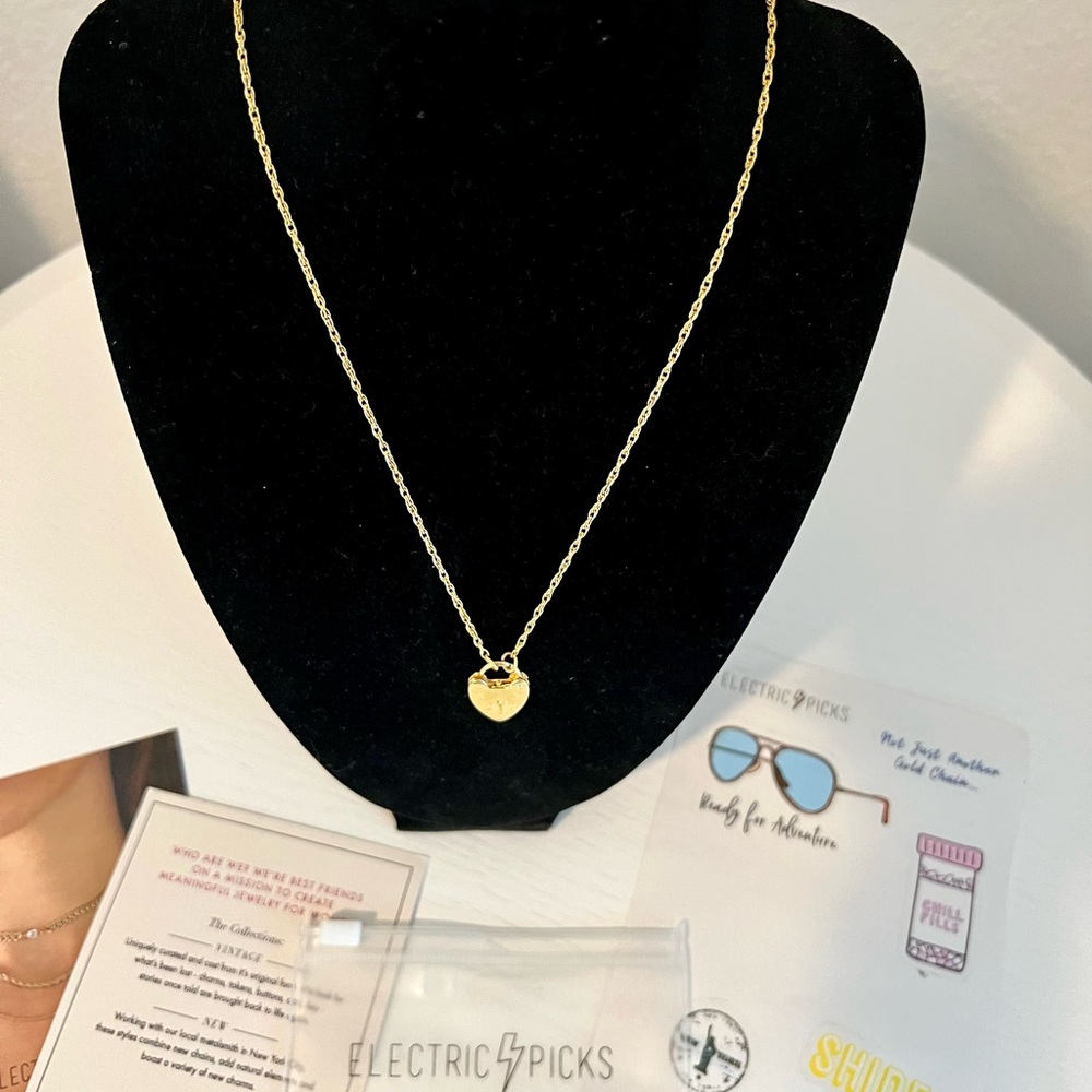 NWT Electric Picks Samantha Heart Necklace in 14K Yellow Gold Filled Chain